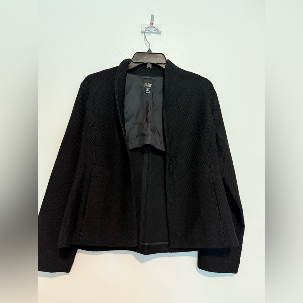 Eileen Fisher Women's BlackWool Blazer/Jacket Size XS Long Sleeve with lining